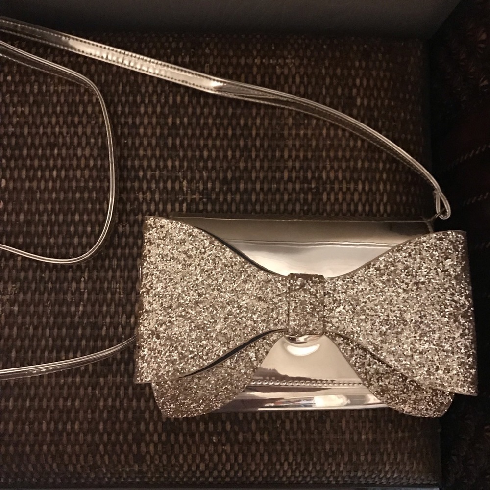 Prom Boutique Gold Glitter Bow Crossbody